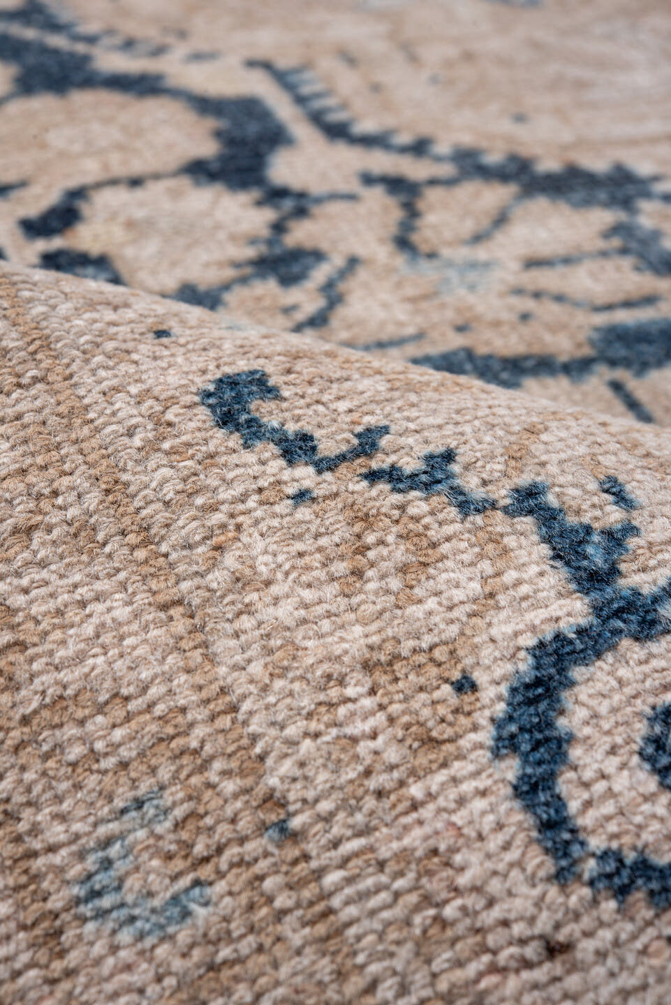 4' x 7' one-of-a-kind handmade vintage Malayer rug. Color palette: ivory, indigo, beige, camel, slate, purple, gray