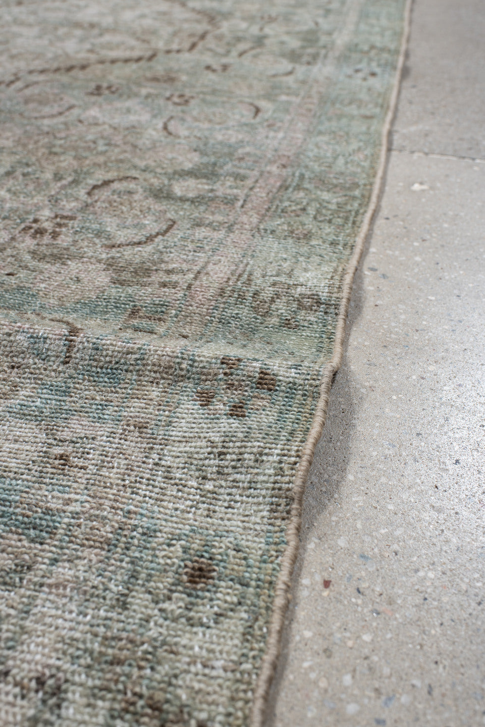 3' x 10' one-of-a-kind handmade antique Malayer runner rug. Color palette: ivory, pale aqua, taupe, brown, sage, beige, teal