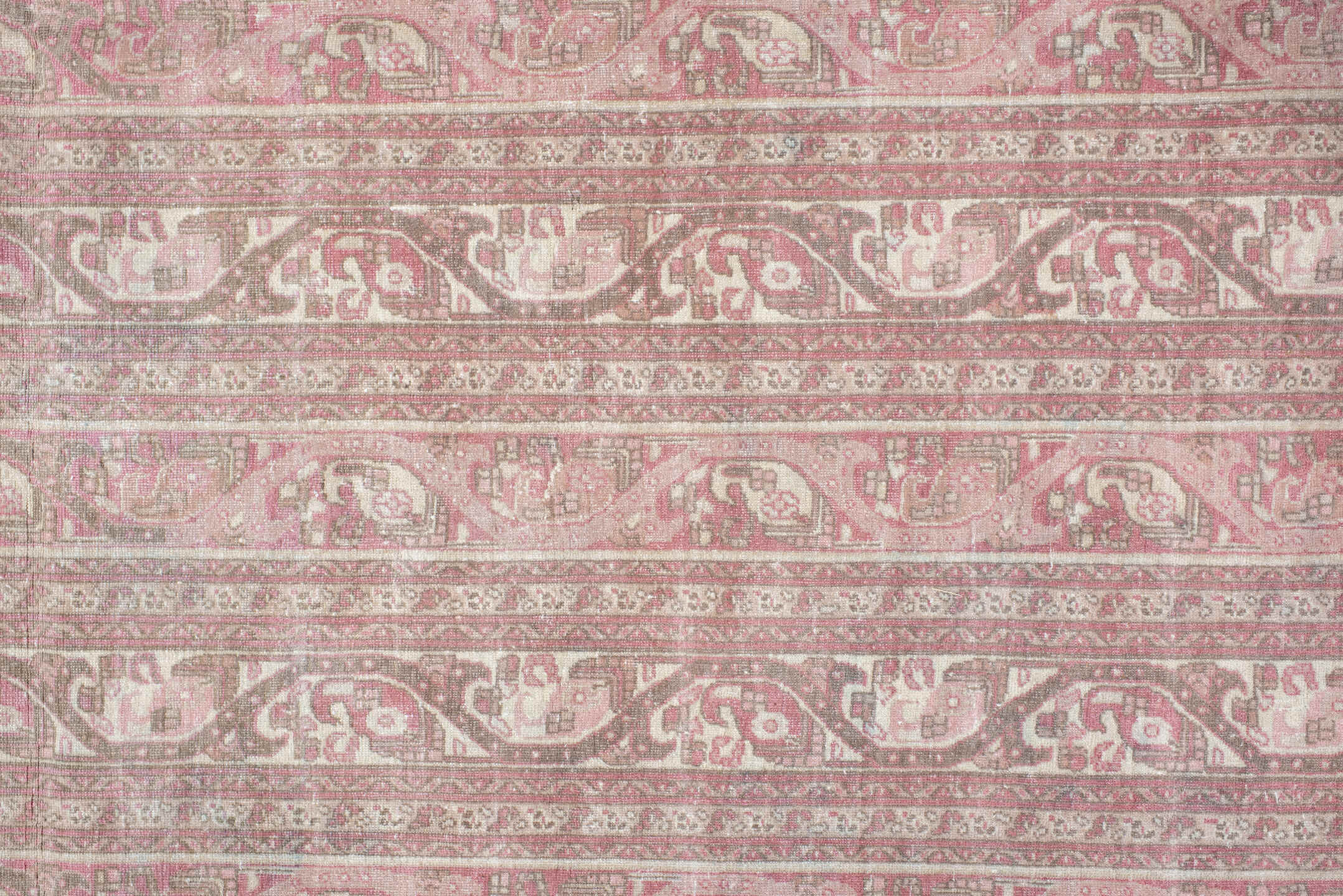 6' x 10' one-of-a-kind handmade vintage Sivas large size rug. Color palette: pink, off-white, gray, light gray, misty rose