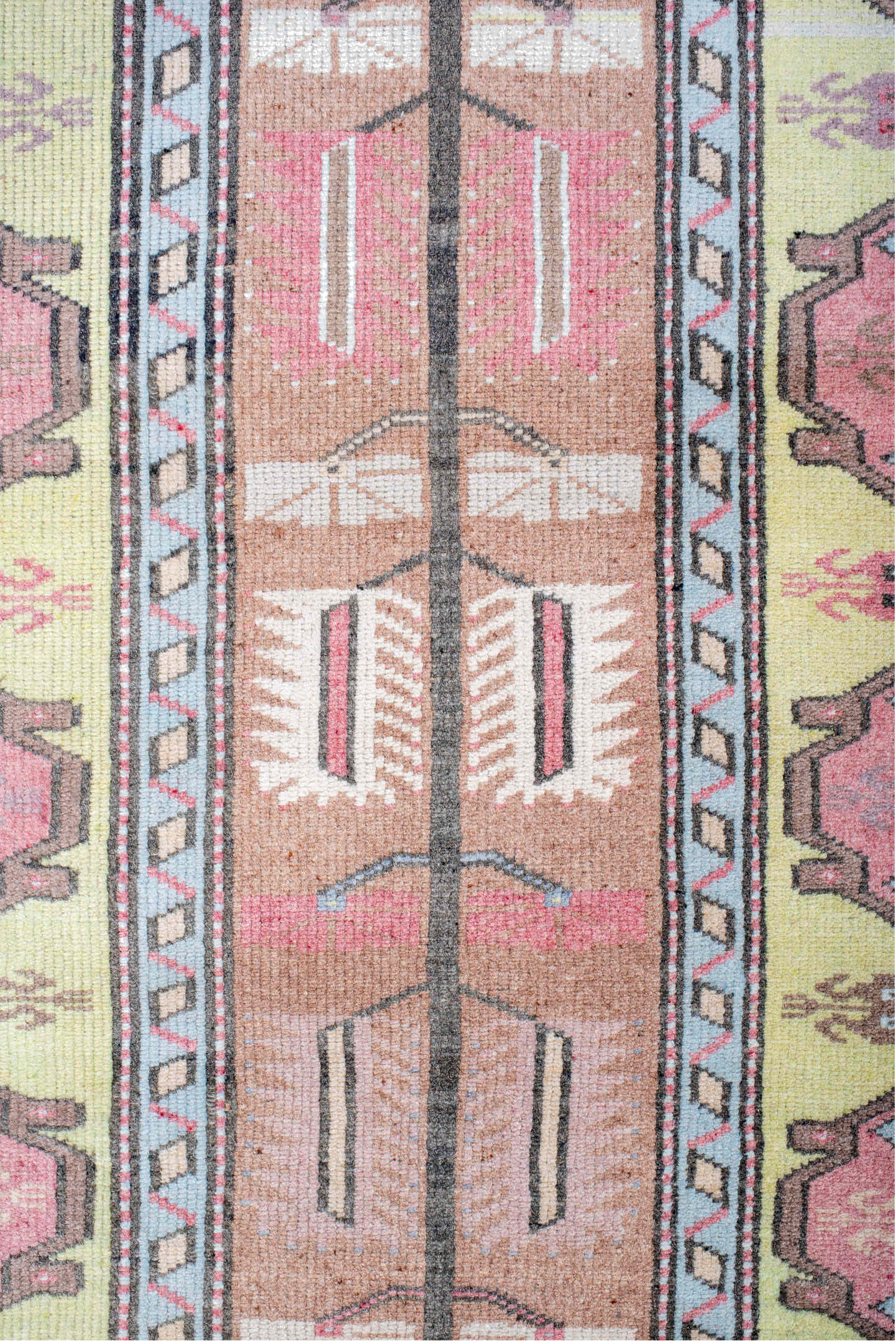 2' x 4' one-of-a-kind handmade vintage Anatolian small size rug. Color palette: antiquewhite, beige, dim gray, gray