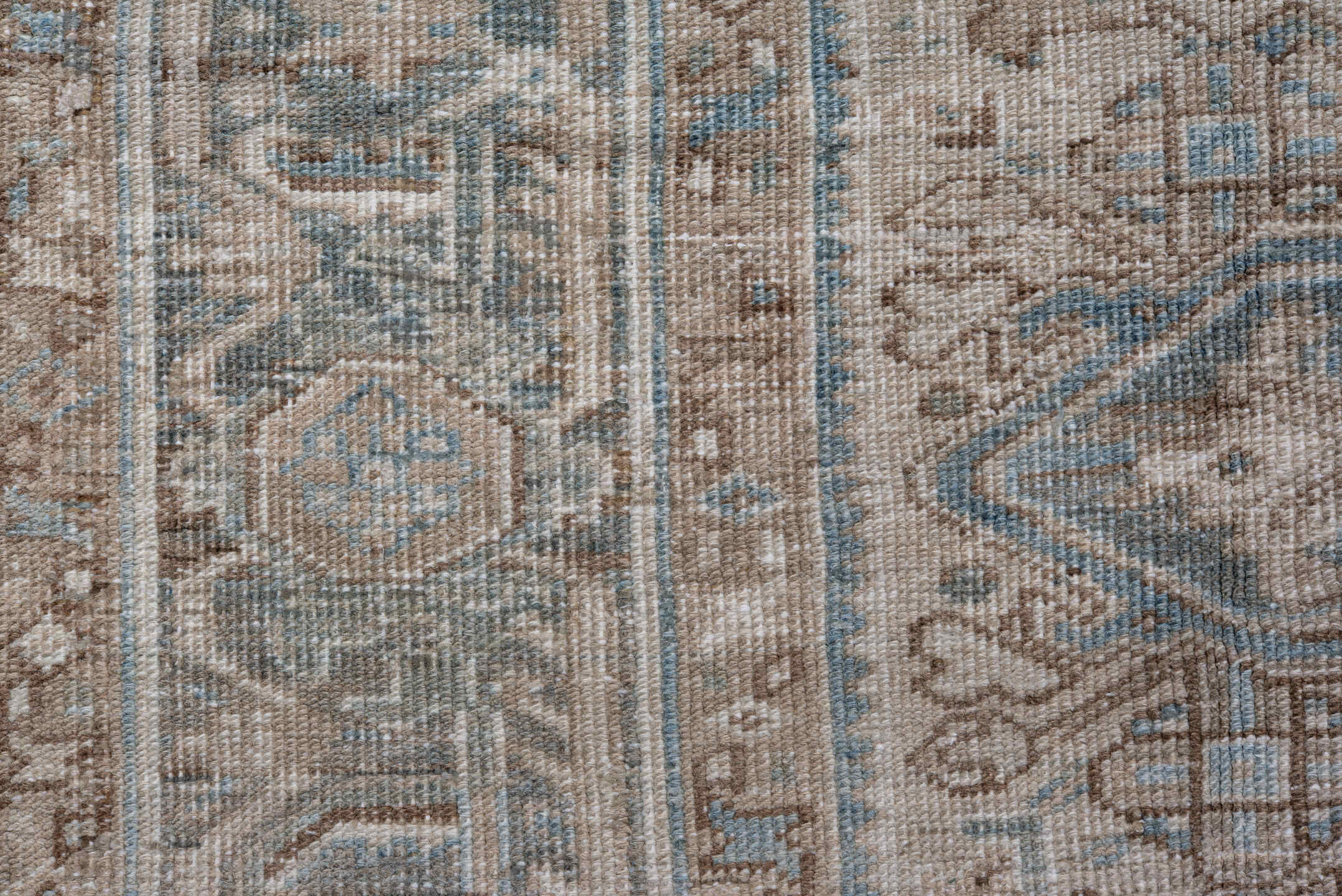 7' x 9' one-of-a-kind handmade vintage Heriz rug. Color palette: black, brown, charcoal, dark gray, dim gray, gainsboro