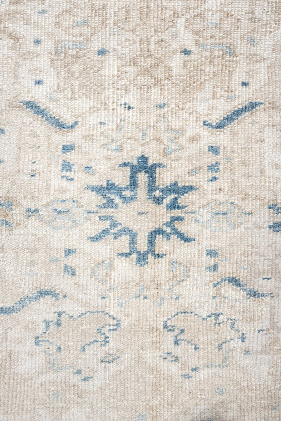 7' x 10' one-of-a-kind handmade vintage Heriz large size rug. Color palette: ivory, pale blue, taupe, beige, light gray