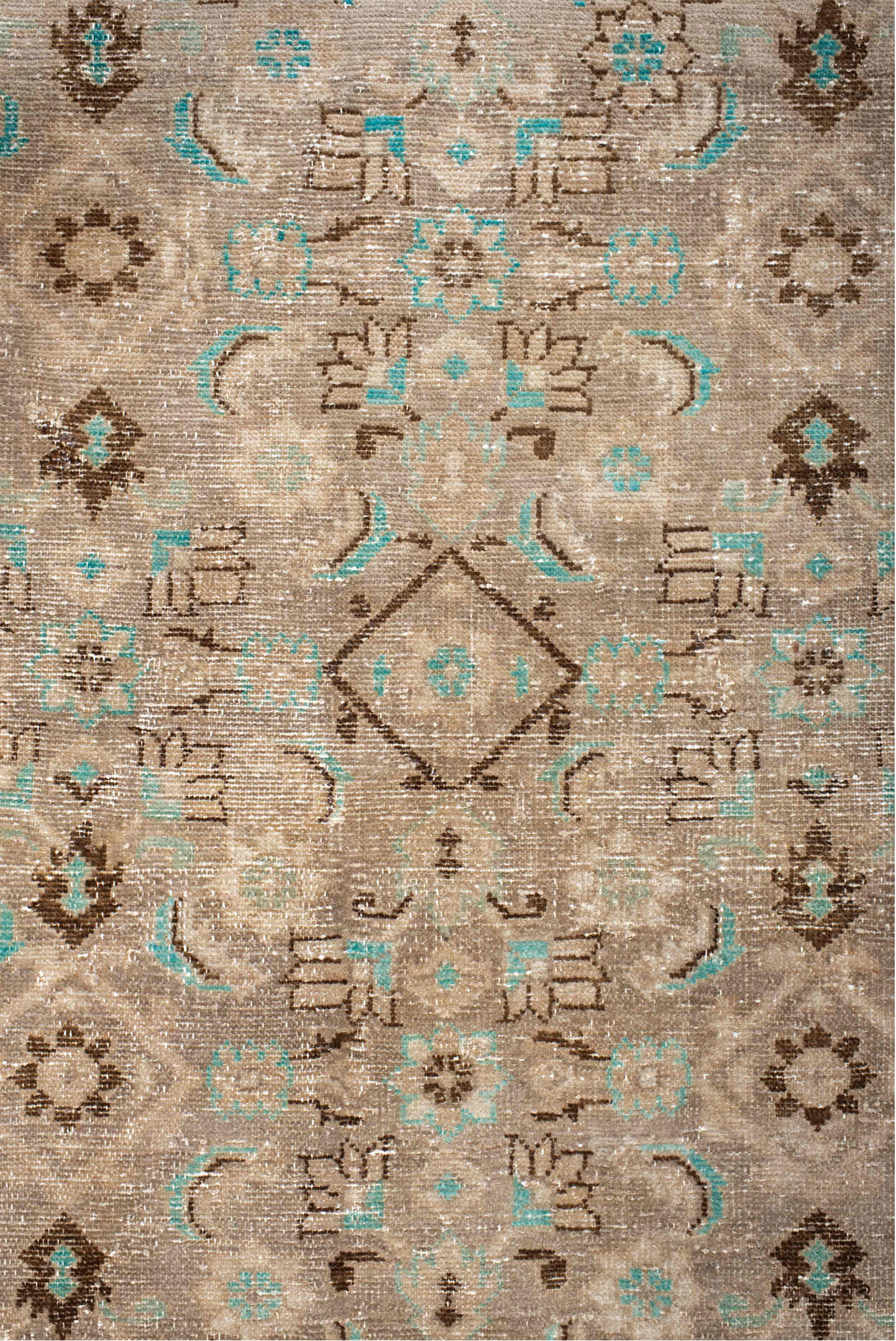 7' x 10' one-of-a-kind handmade vintage Hamadan large size rug. Color palette: blue, brown, gray, light gray, off-white