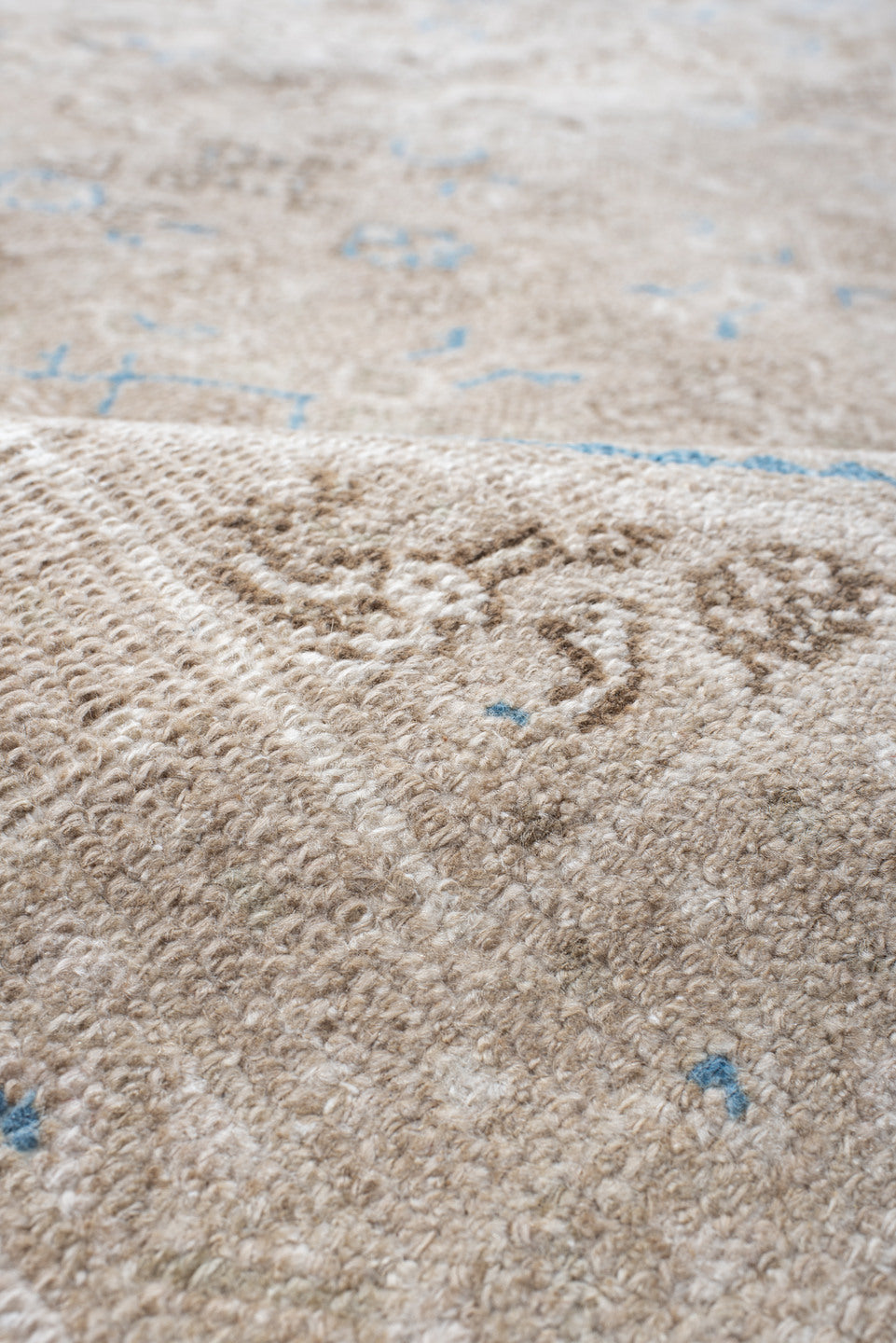 7' x 8' one-of-a-kind handmade vintage Bibikabad rug. Color palette: brown, gainsboro, gray, light blue, light gray