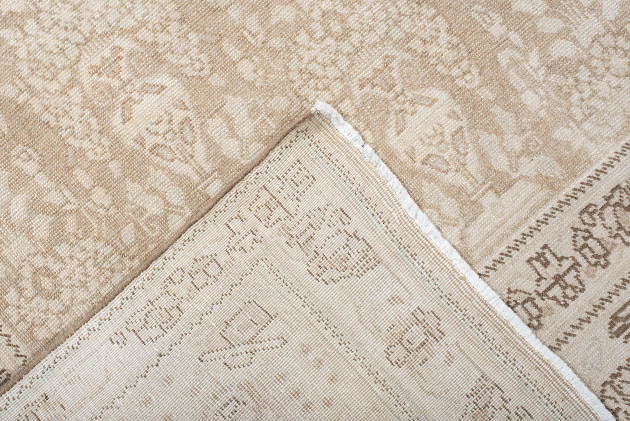 6' x 9' one-of-a-kind handmade antique Tabriz medium size rug. Color palette: ivory, beige, taupe, camel, brown, gray