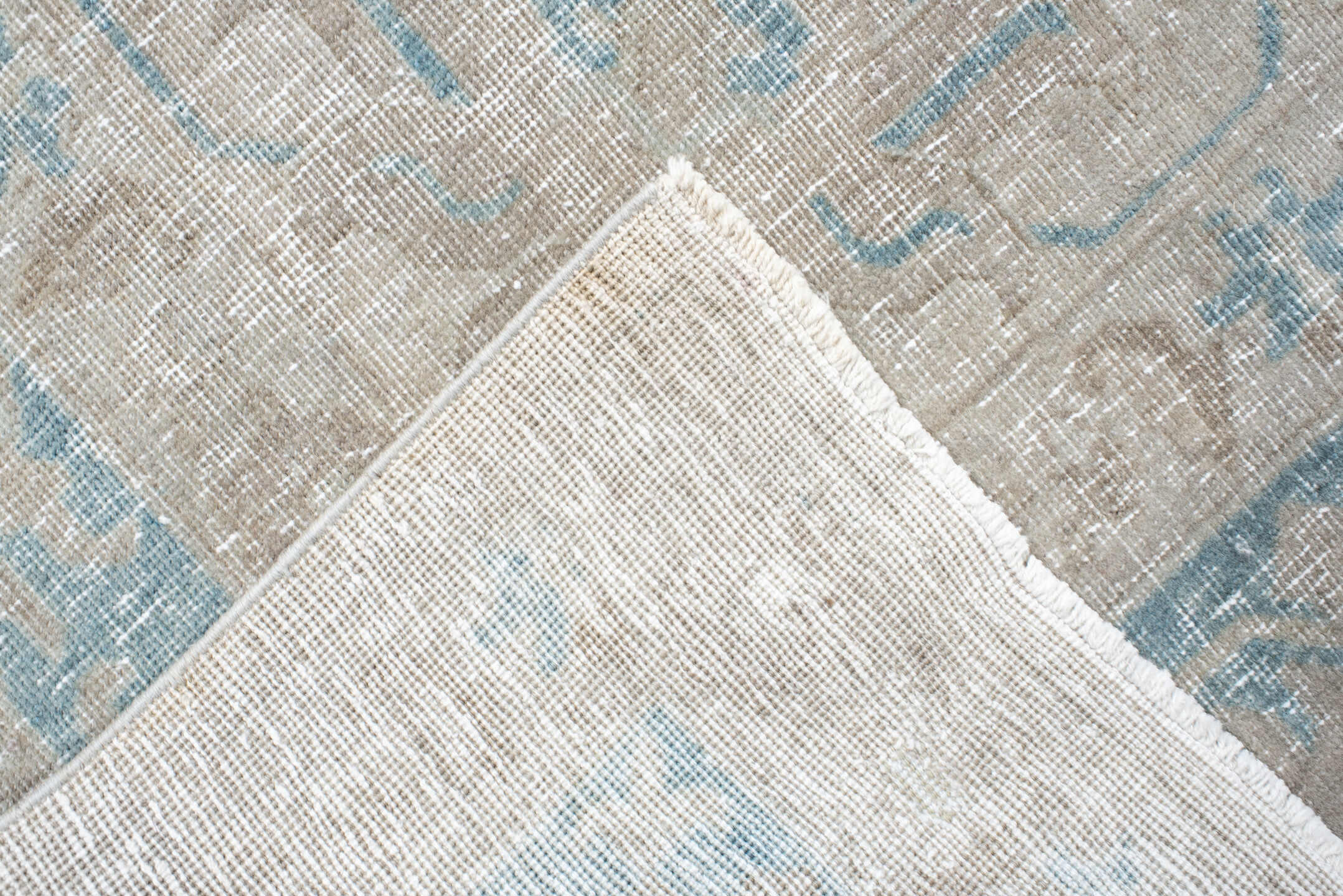 9' x 12' one-of-a-kind handmade antique Tabriz large size rug. Color palette: ivory, light blue, taupe, beige, soft gray