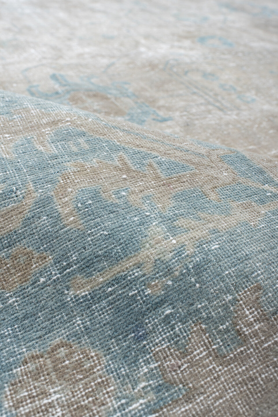 9' x 12' one-of-a-kind handmade antique Tabriz large size rug. Color palette: ivory, light blue, taupe, beige, soft gray