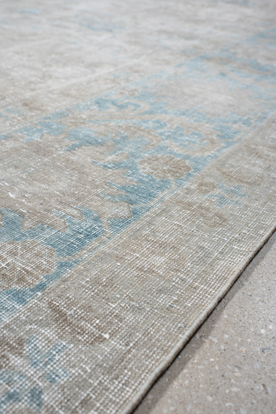 9' x 12' one-of-a-kind handmade antique Tabriz large size rug. Color palette: ivory, light blue, taupe, beige, soft gray