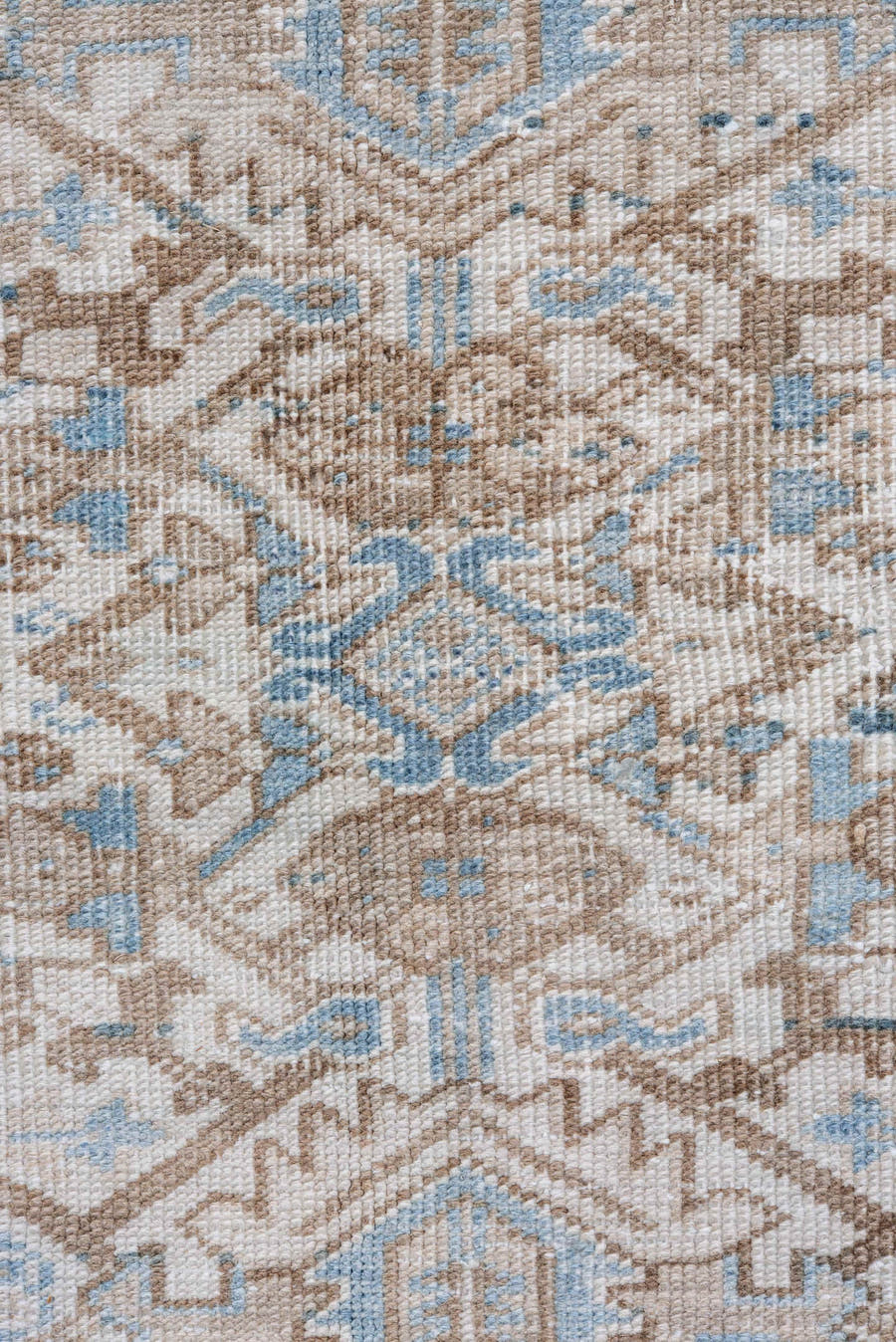 6' x 8' one-of-a-kind handmade vintage Heriz rug. Color palette: ivory, pale blue, taupe, slate, cream, beige, light blue