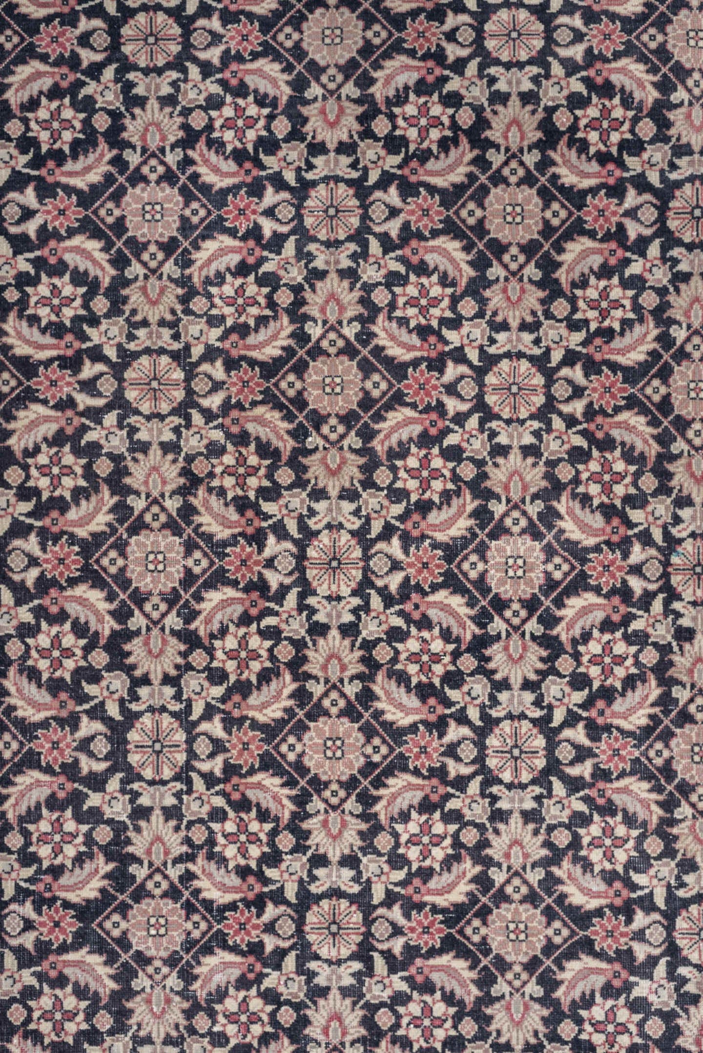 0' x 0' one-of-a-kind handmade vintage Sivas small size rug. Color palette: navy, ivory, terracotta, rose, taupe, charcoal