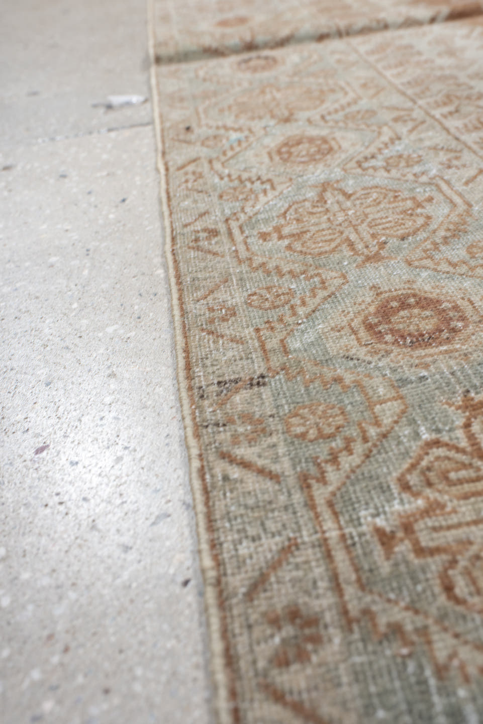 4' x 6' one-of-a-kind handmade vintage Afshar rug. Color palette: ivory, terra cotta, pale blue, taupe, camel, rust