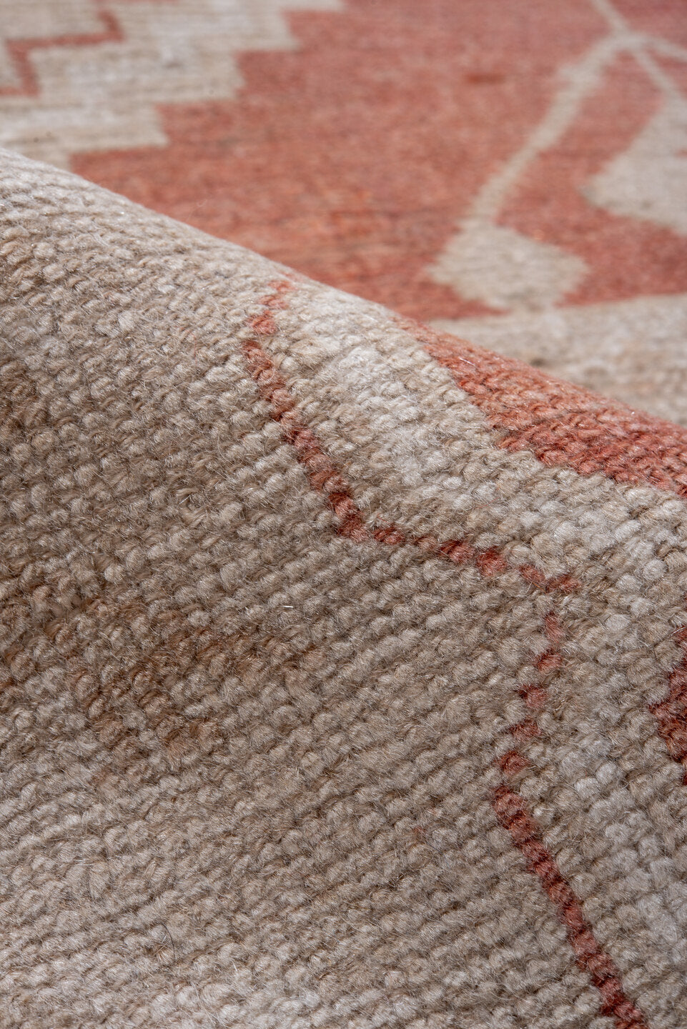 3' x 5' one-of-a-kind handmade vintage Anatol small size rug. Color palette: brown, dark salmon, gray, light gray, off-white