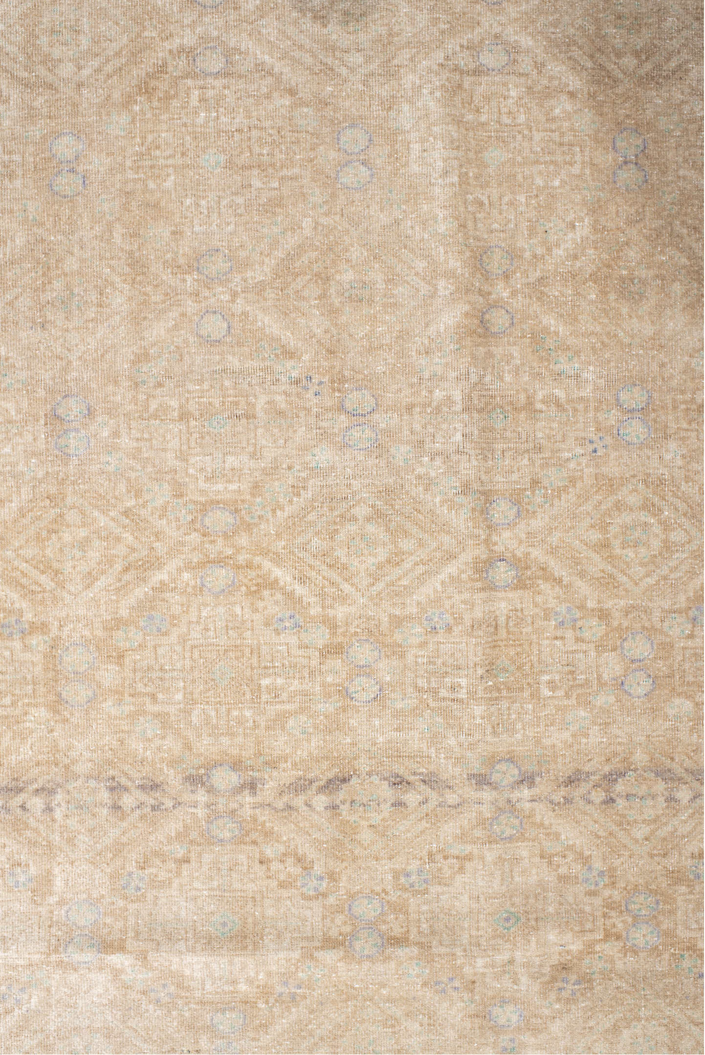 3' x 5' one-of-a-kind handmade vintage Belouch small size rug. Color palette: antiquewhite, blanched almond, brown, gray