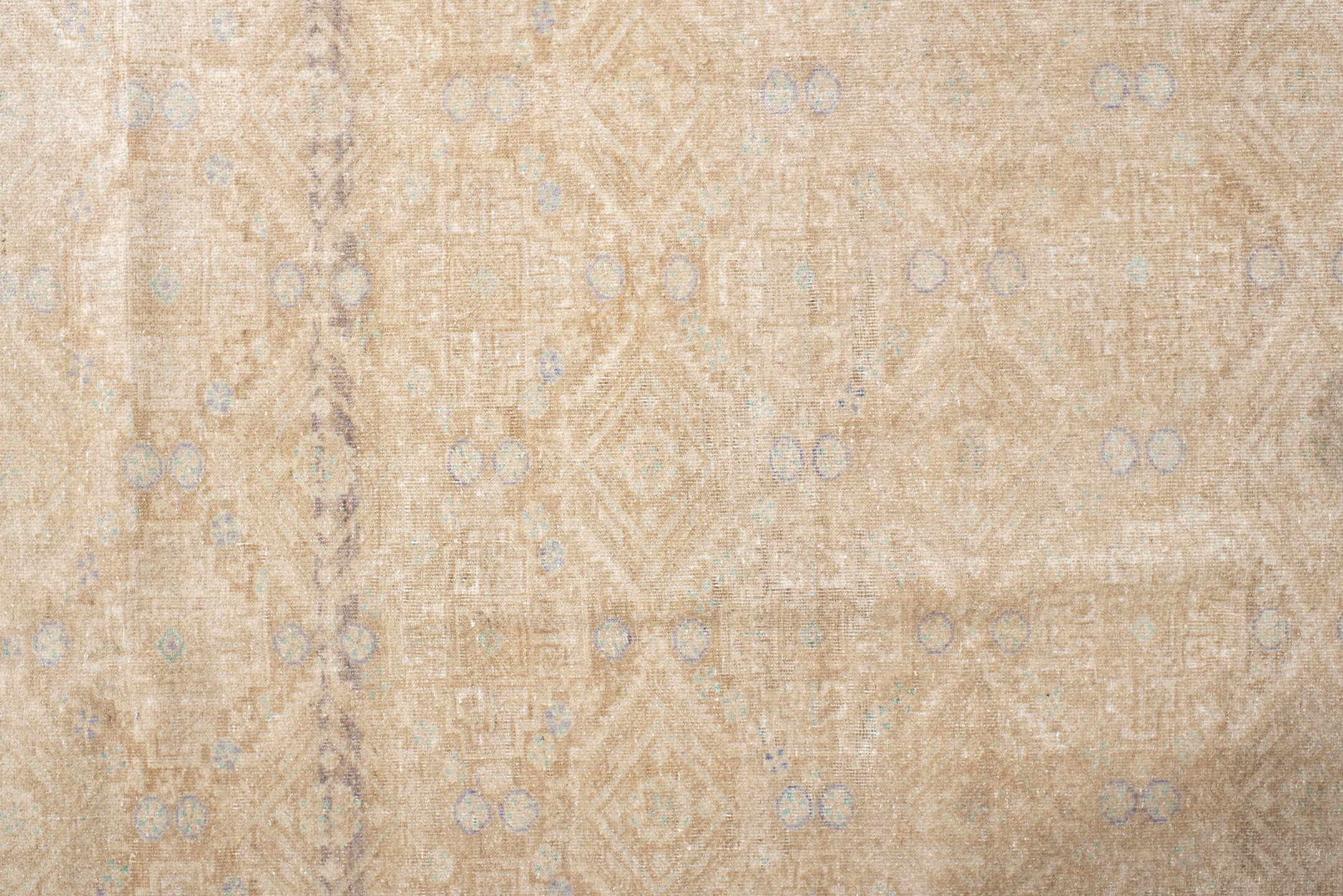 3' x 5' one-of-a-kind handmade vintage Belouch small size rug. Color palette: off-white, brown, orange, gray, light gray