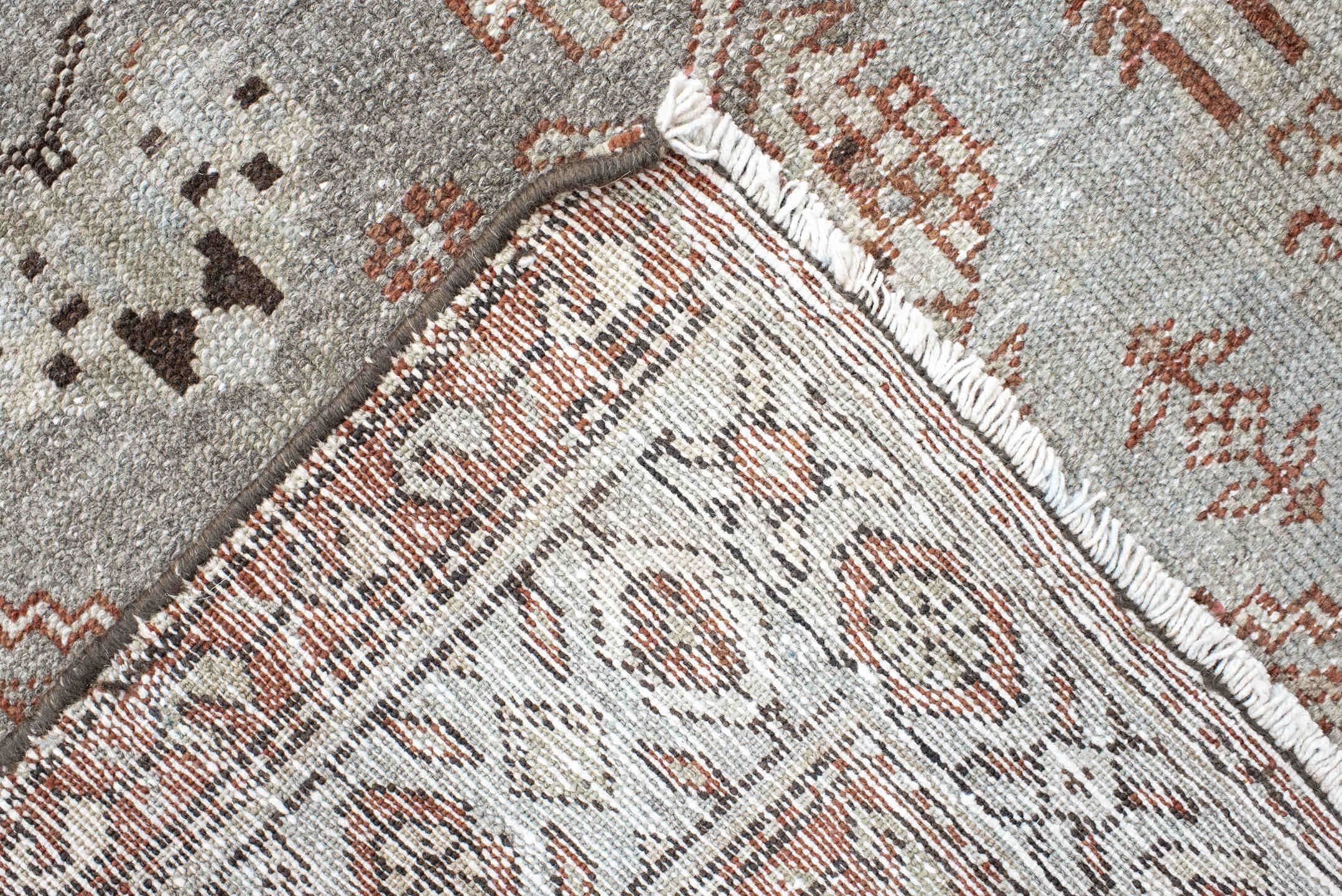 4' x 6' one-of-a-kind handmade antique Malayer small size rug. Color palette: ivory, pale blue, rust, charcoal, taupe, camel