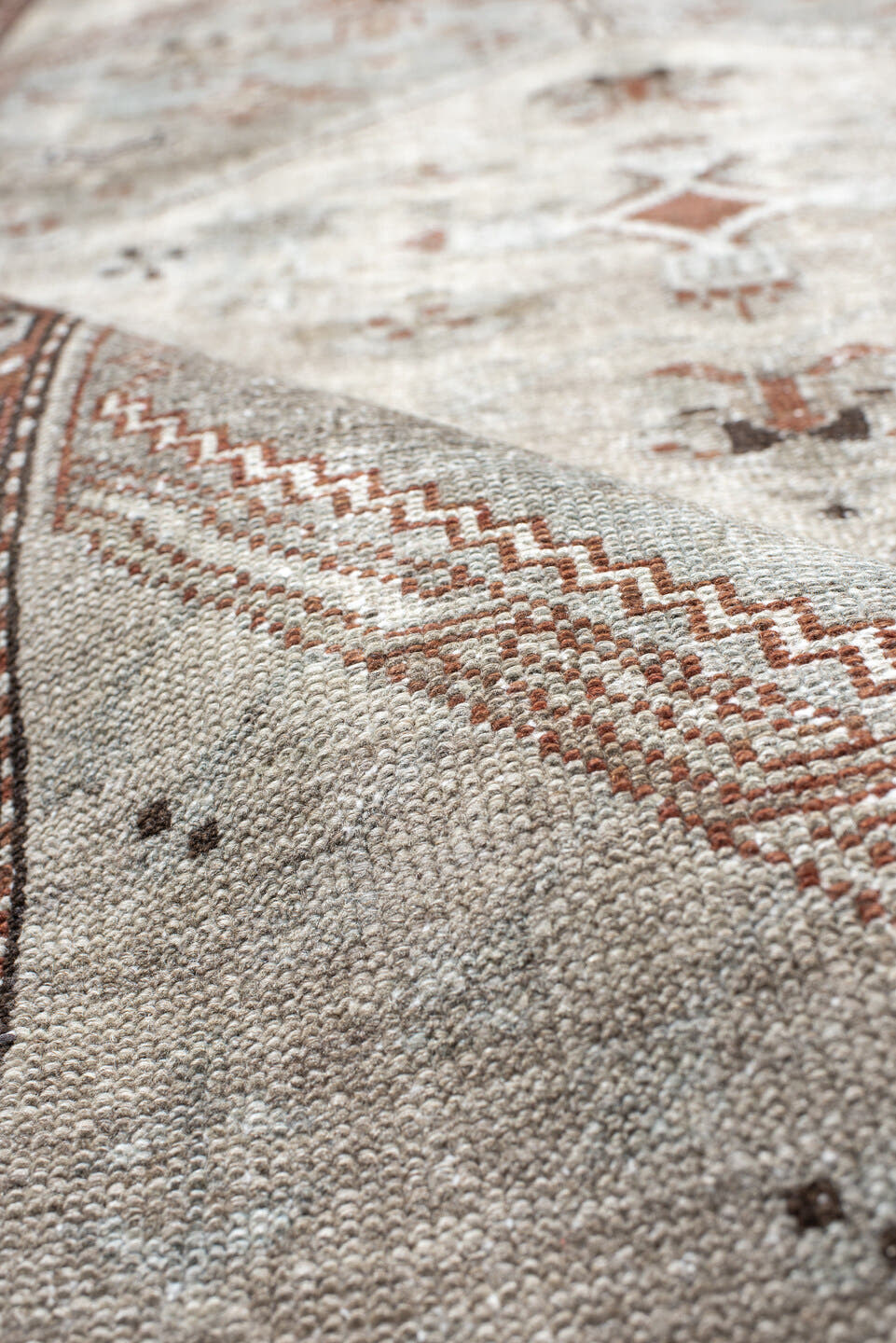 4' x 6' one-of-a-kind handmade antique Malayer small size rug. Color palette: ivory, pale blue, rust, charcoal, taupe, camel
