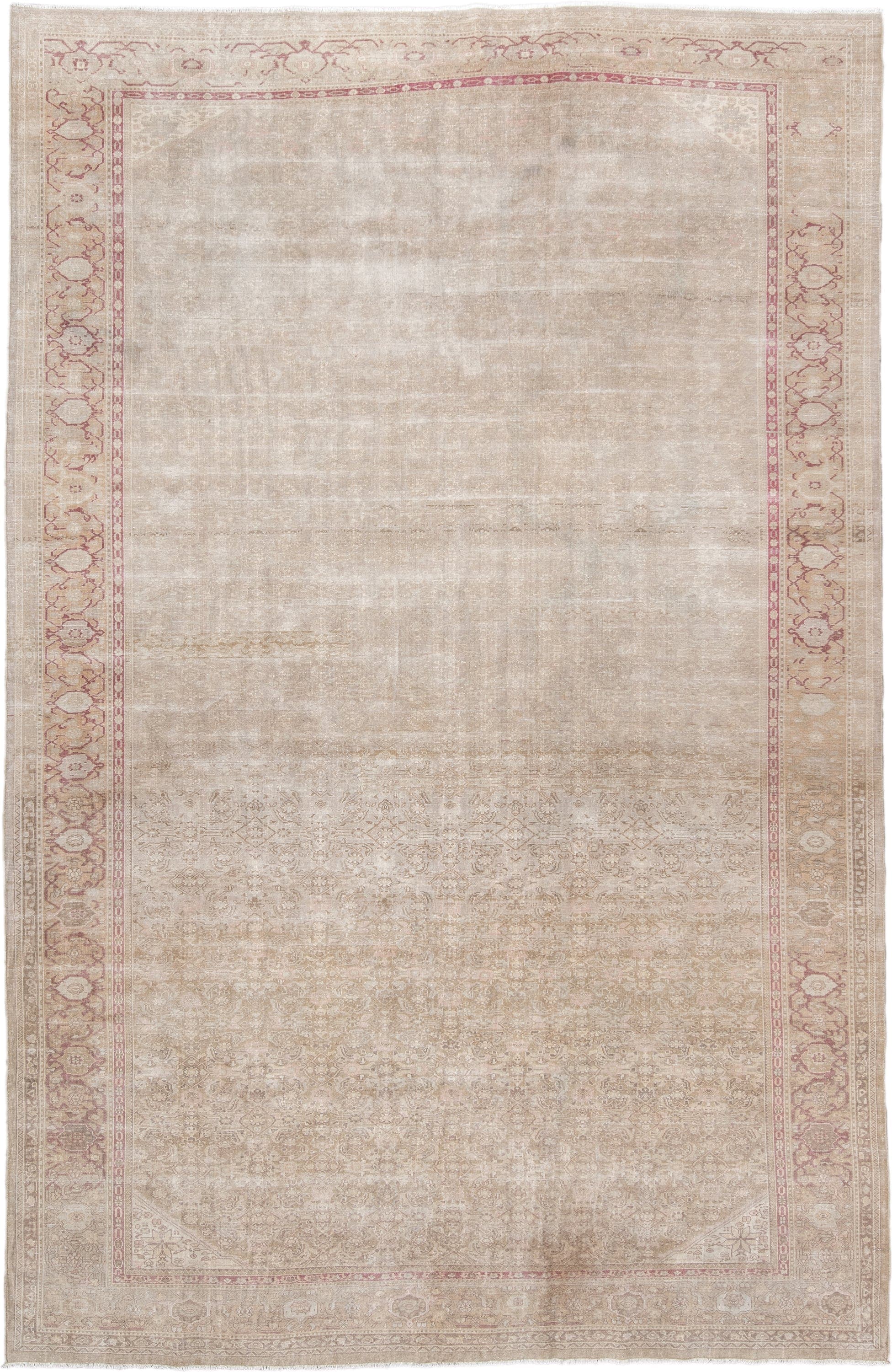 6' x 10' one-of-a-kind handmade antique Sivas large size rug. Color palette: ivory, beige, blush, taupe, rose, sand, pink