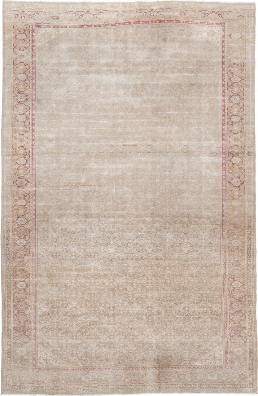 6' x 10' one-of-a-kind handmade vintage Sivas large size rug. Color palette: brown, gray, light gray, off-white, pink