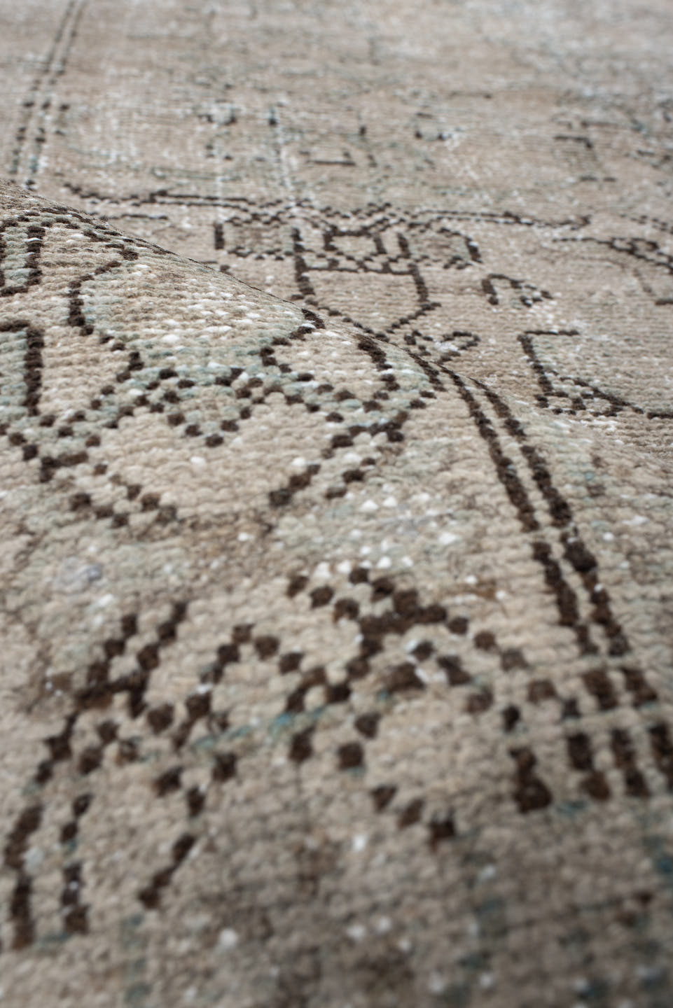 4' x 7' one-of-a-kind handmade vintage Hamadan rug. Color palette: ivory, taupe, light blue, charcoal, beige, gray, black