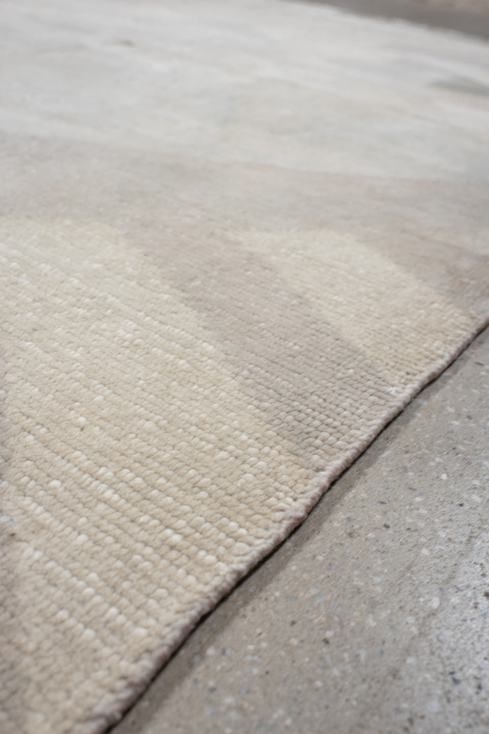 8' x 10' one-of-a-kind handmade vintage Tibetan large size rug. Color palette: ivory, pale gray, taupe, blush, charcoal
