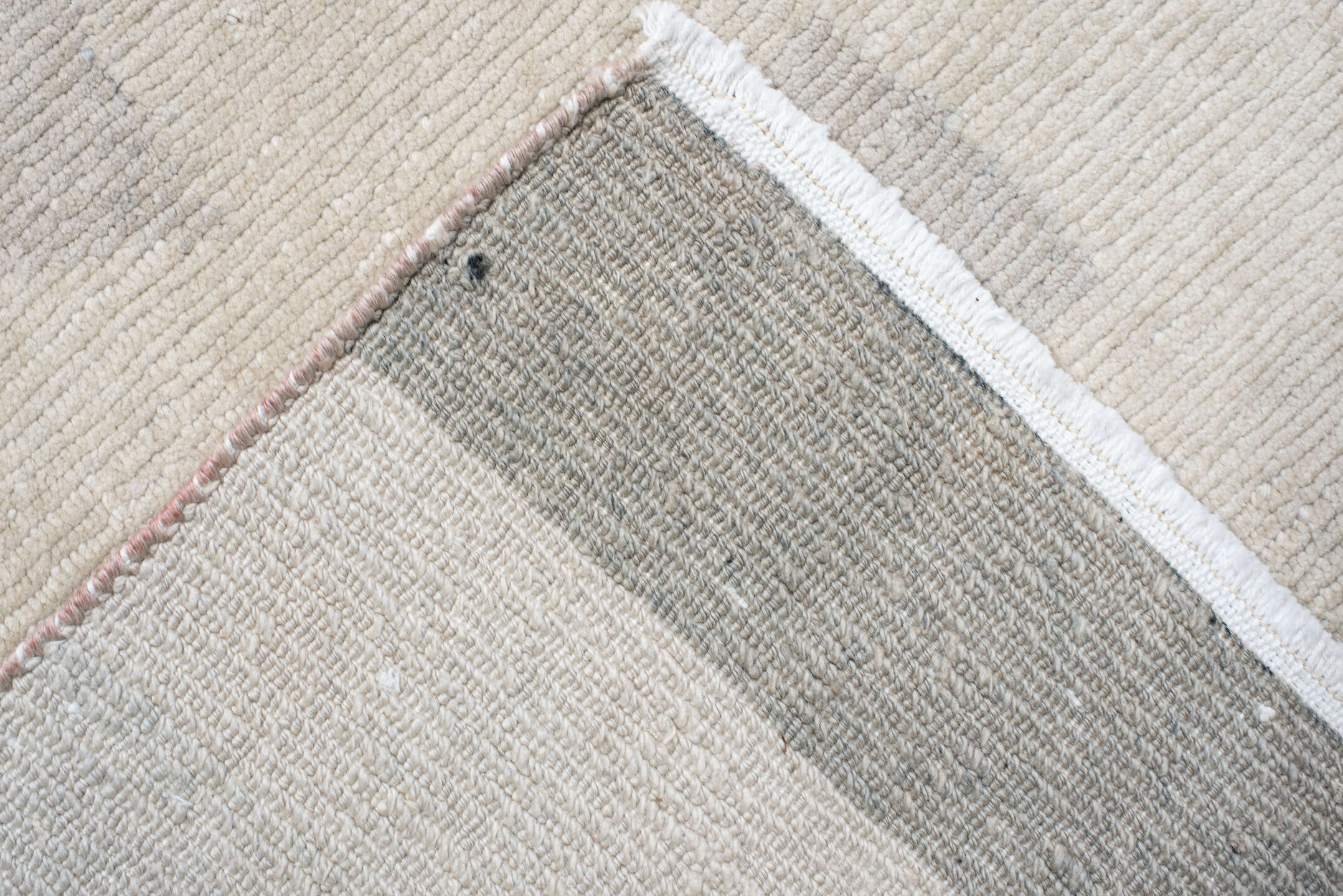 8' x 10' one-of-a-kind handmade vintage Tibetan large size rug. Color palette: ivory, pale gray, taupe, blush, charcoal