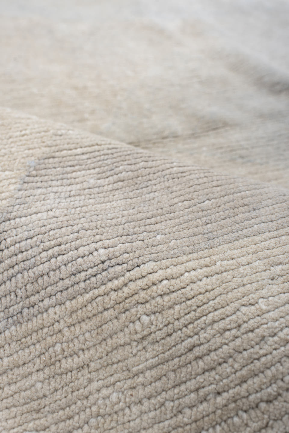 8' x 10' one-of-a-kind handmade vintage Tibetan large size rug. Color palette: ivory, pale gray, taupe, blush, charcoal