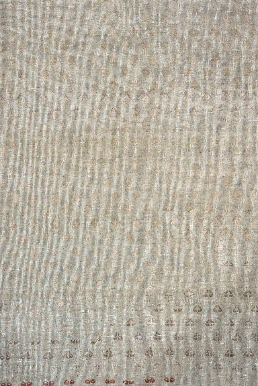 8' x 11' one-of-a-kind handmade antique Mir large size rug. Color palette: ivory, taupe, rust, beige, camel, gray