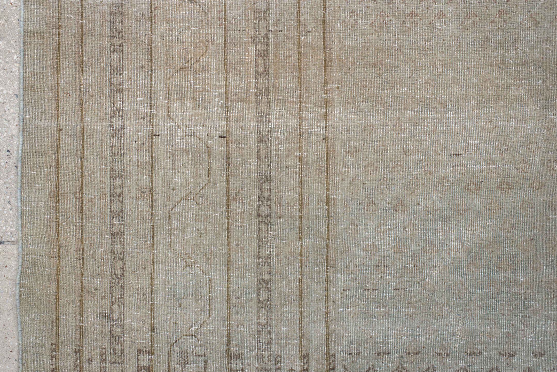 8' x 11' one-of-a-kind handmade antique Mir large size rug. Color palette: ivory, taupe, rust, beige, camel, gray