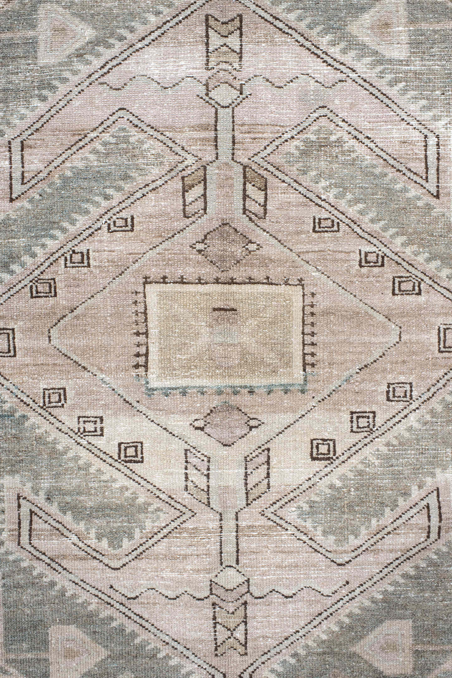 4' x 6' one-of-a-kind handmade vintage Malayer small size rug. Color palette: taupe, ivory, charcoal, sage, beige, slate