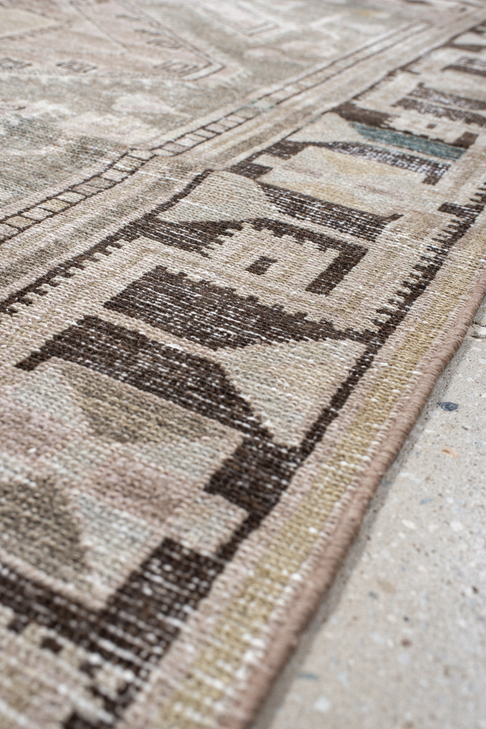 4' x 6' one-of-a-kind handmade vintage Malayer small size rug. Color palette: taupe, ivory, charcoal, sage, beige, slate
