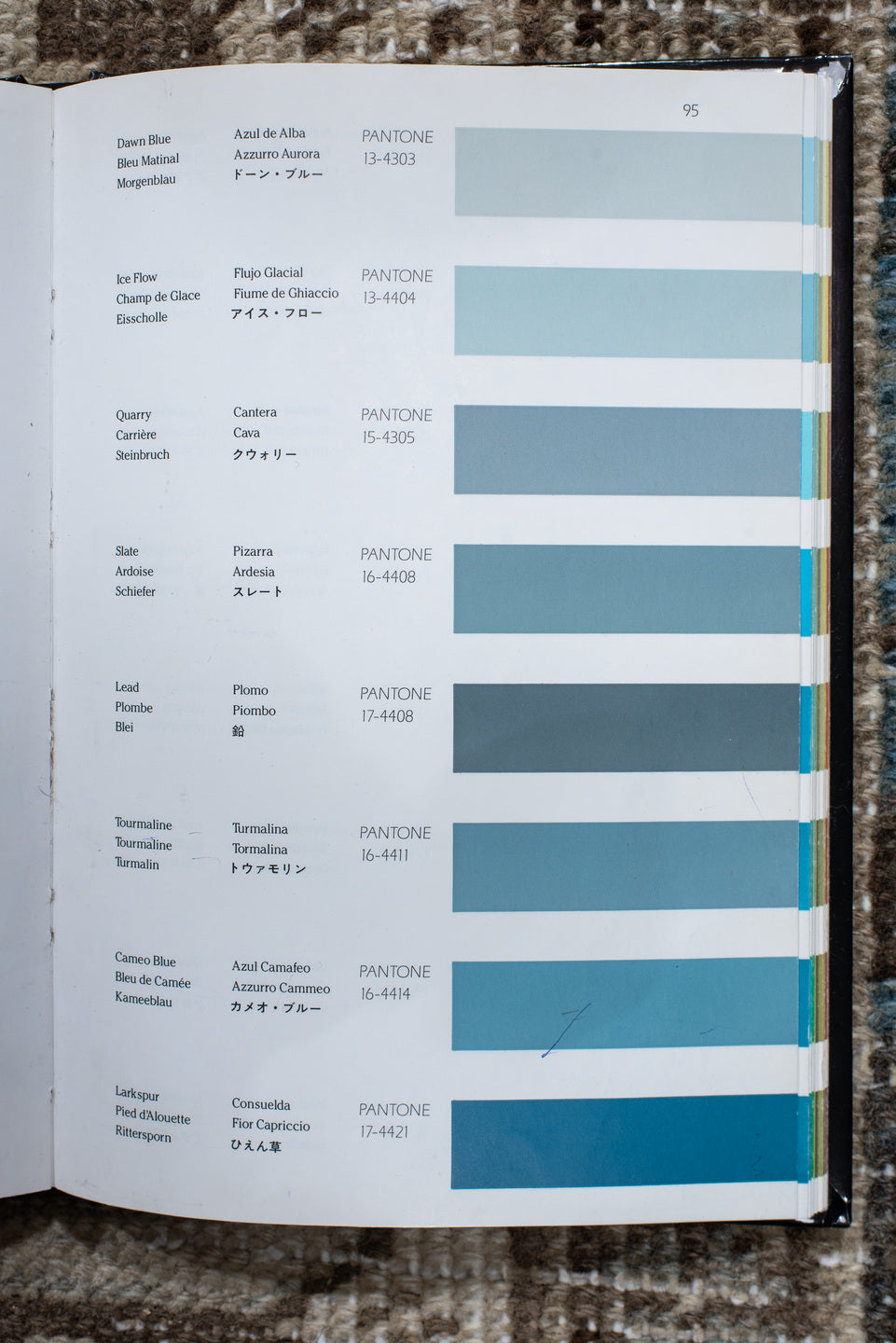 7' x 9' one-of-a-kind handmade antique Heriz rug. Color palette: ivory, taupe, charcoal, beige, sky blue, brown, gray, black