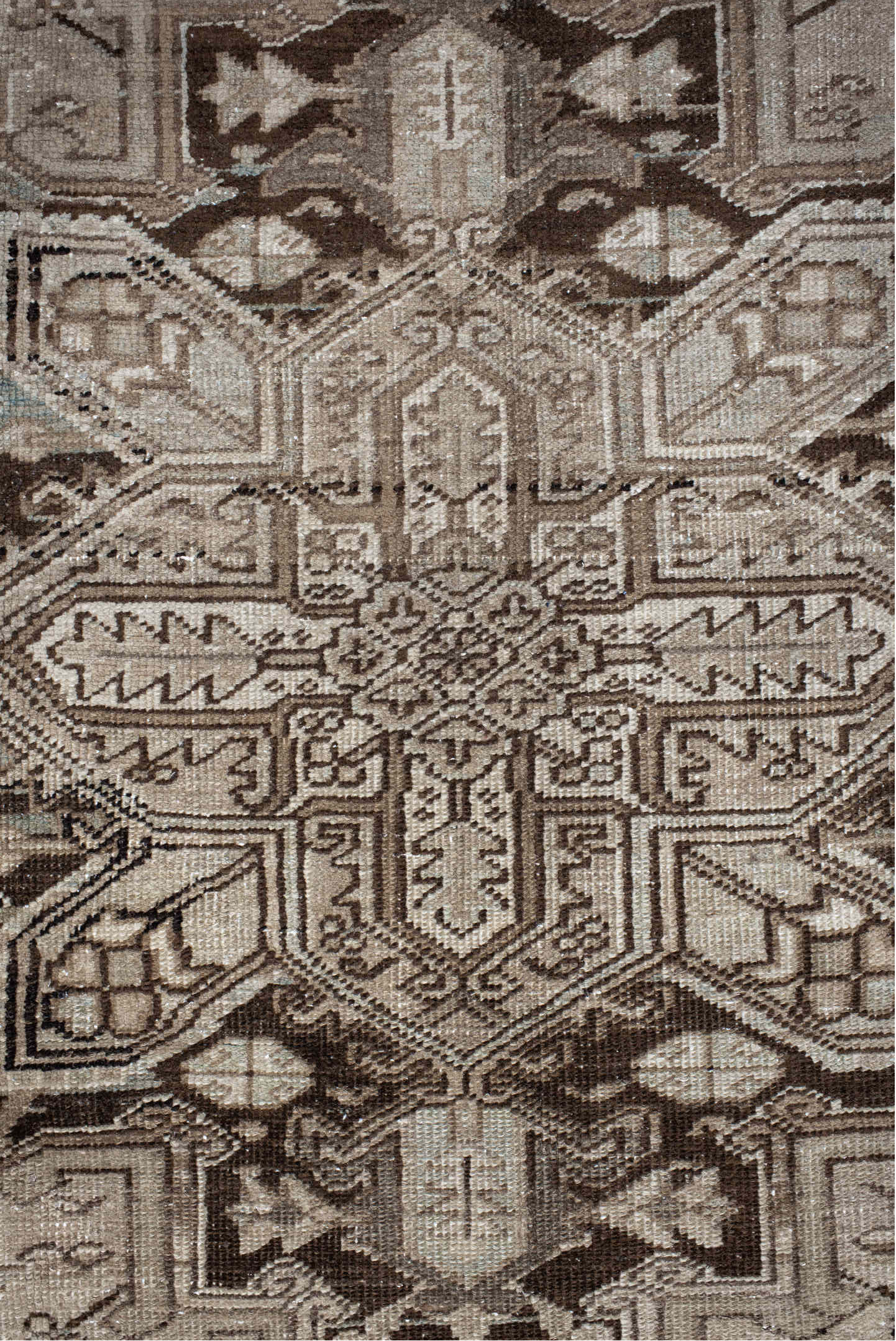 6' x 9' one-of-a-kind handmade vintage Heriz medium size rug. Color palette: black, dark gray, dim gray, gray, light gray