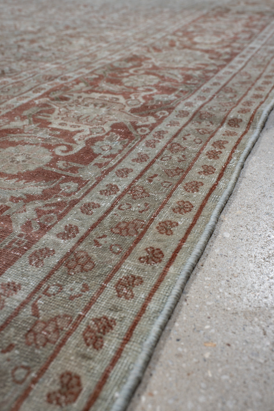 9' x 11' one-of-a-kind handmade antique Tabriz large size rug. Color palette: blue, rust, ivory, taupe, camel, terracotta