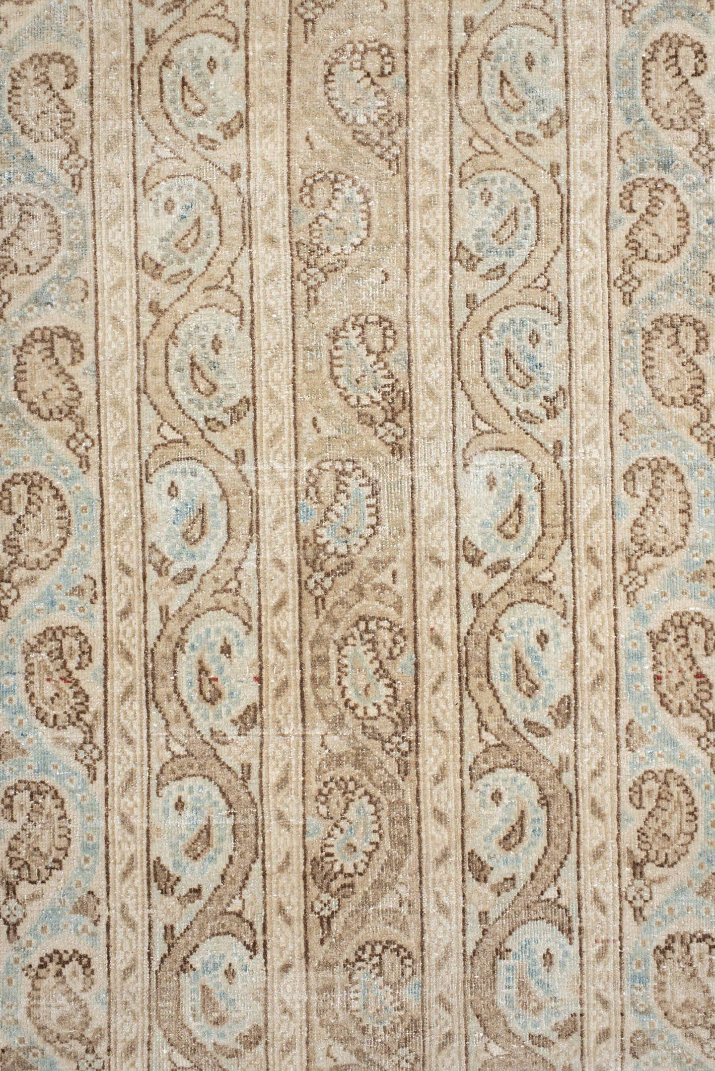 8' x 11' one-of-a-kind handmade antique Qum large size rug. Color palette: ivory, beige, taupe, pale blue, cream, sand, gray