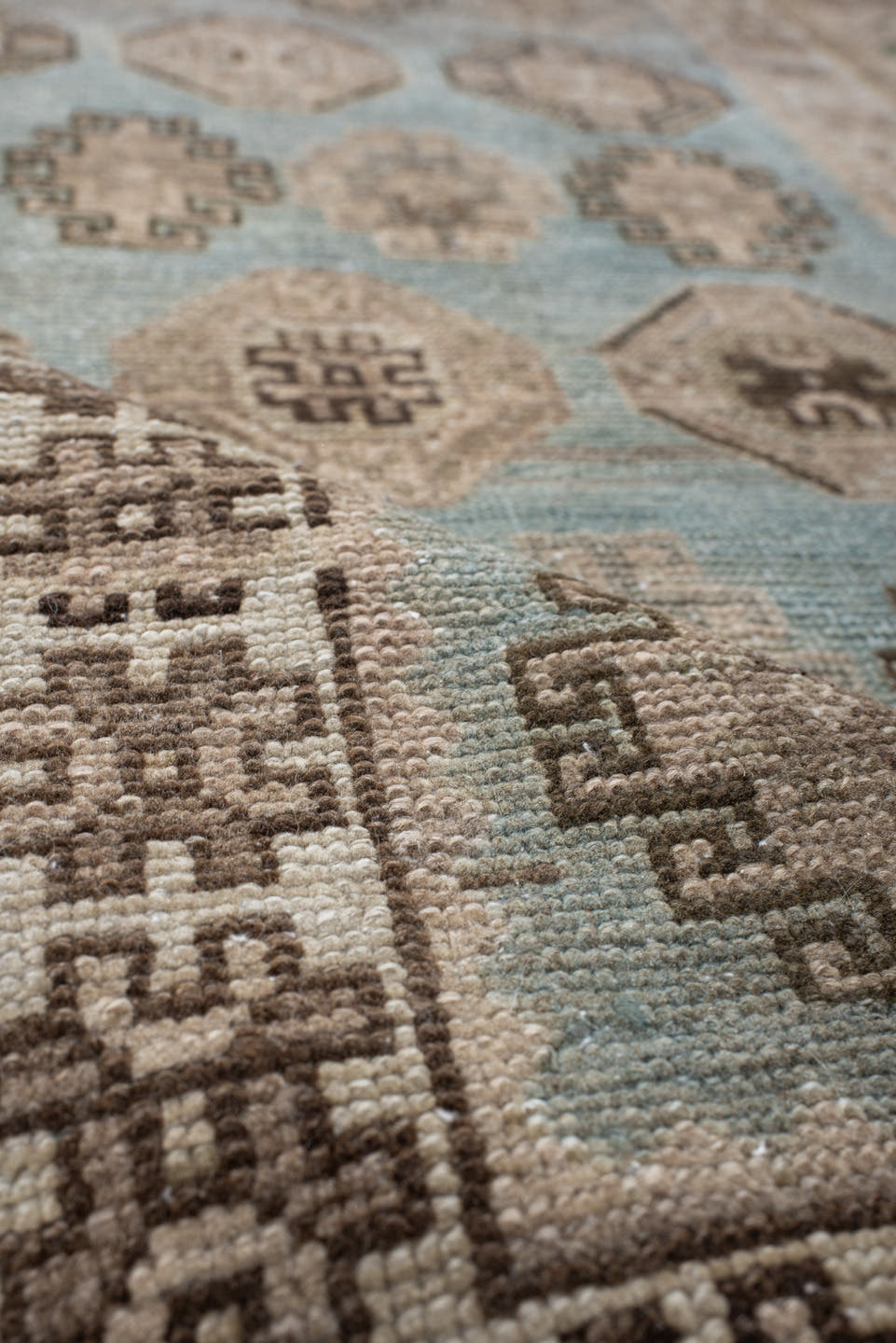 3' x 9' one-of-a-kind handmade antique Malayer runner rug. Color palette: ivory, sky blue, taupe, charcoal, beige, camel