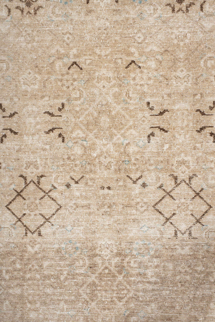 2' x 8' one-of-a-kind handmade antique Malayer runner rug. Color palette: camel, ivory, taupe, brown, pale blue, beige, gray