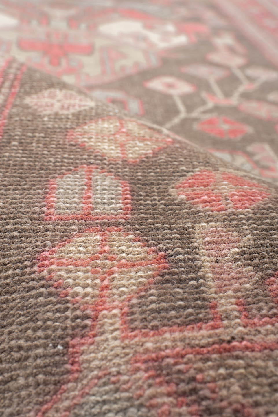 2' x 10' one-of-a-kind handmade antique Sarab runner rug. Color palette: rust, ivory, taupe, rose, brown, camel, terracotta