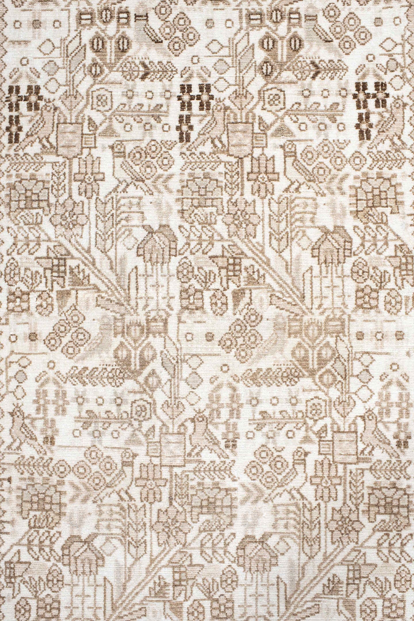 2' x 9' one-of-a-kind handmade antique Malayer runner rug. Color palette: ivory, camel, taupe, beige, sand, brown, gray