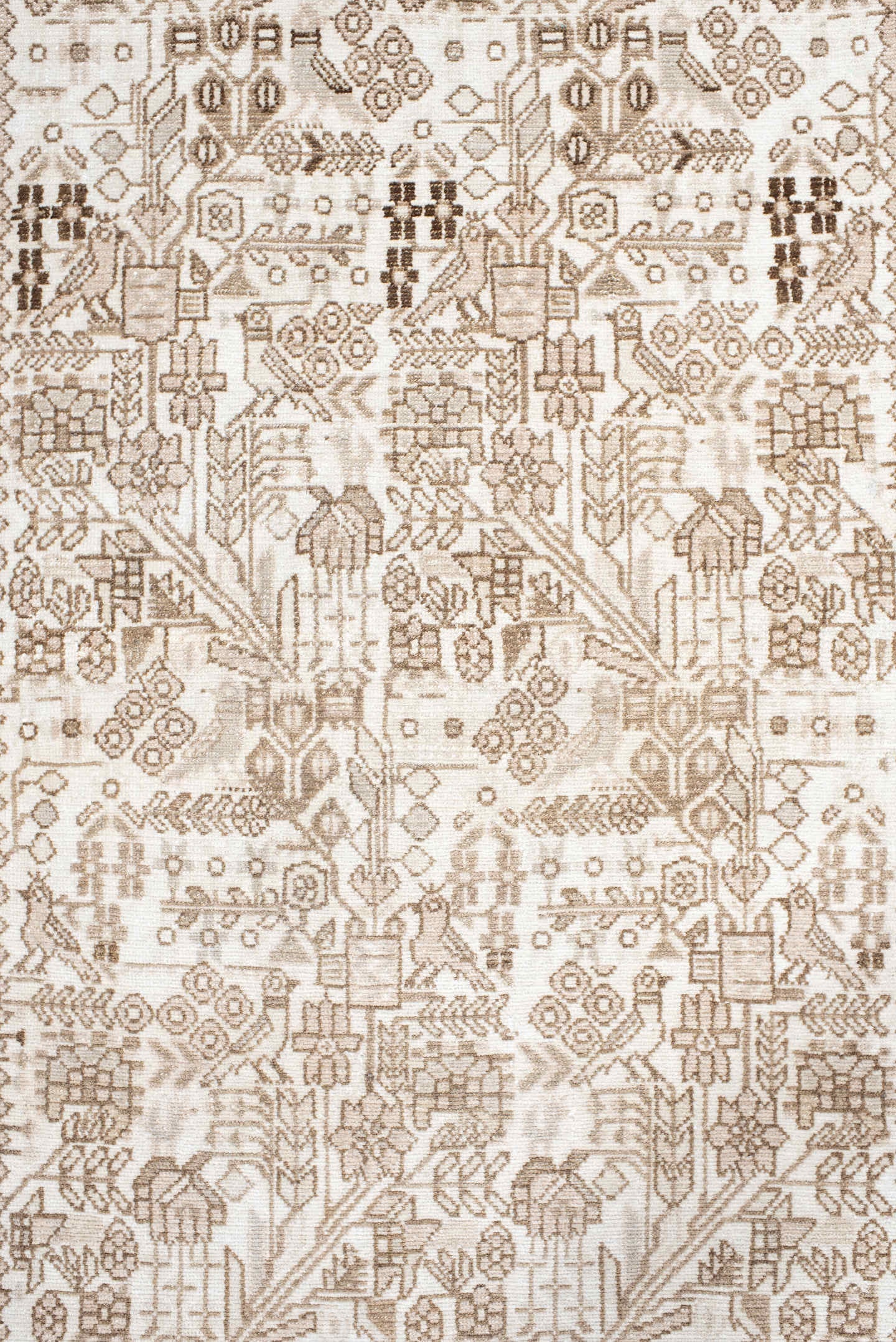 2' x 9' one-of-a-kind handmade antique Malayer runner rug. Color palette: ivory, camel, taupe, beige, sand, brown, gray