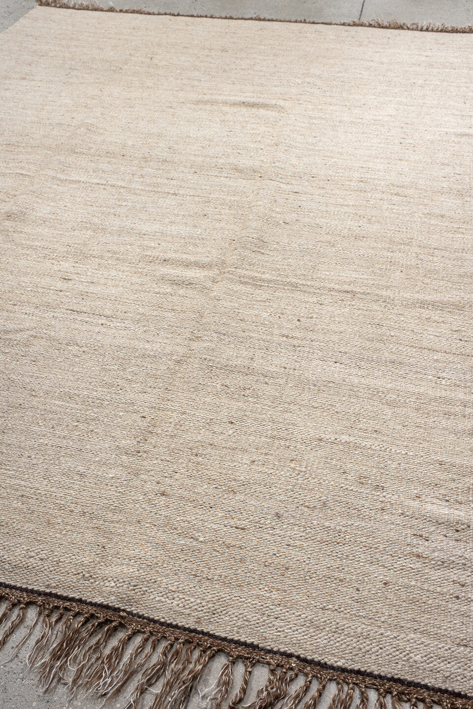 7' x 10' one-of-a-kind handmade vintage Kilim large size rug. Color palette: ivory, taupe, brown, beige, gray