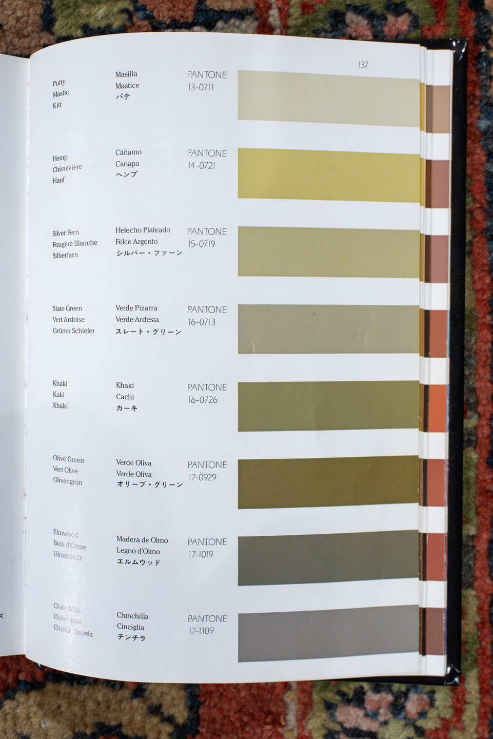 10' x 17' one-of-a-kind handmade antique Mahal rug. Color palette: terra cotta, navy, ivory, sage, gold, rust, olive, camel