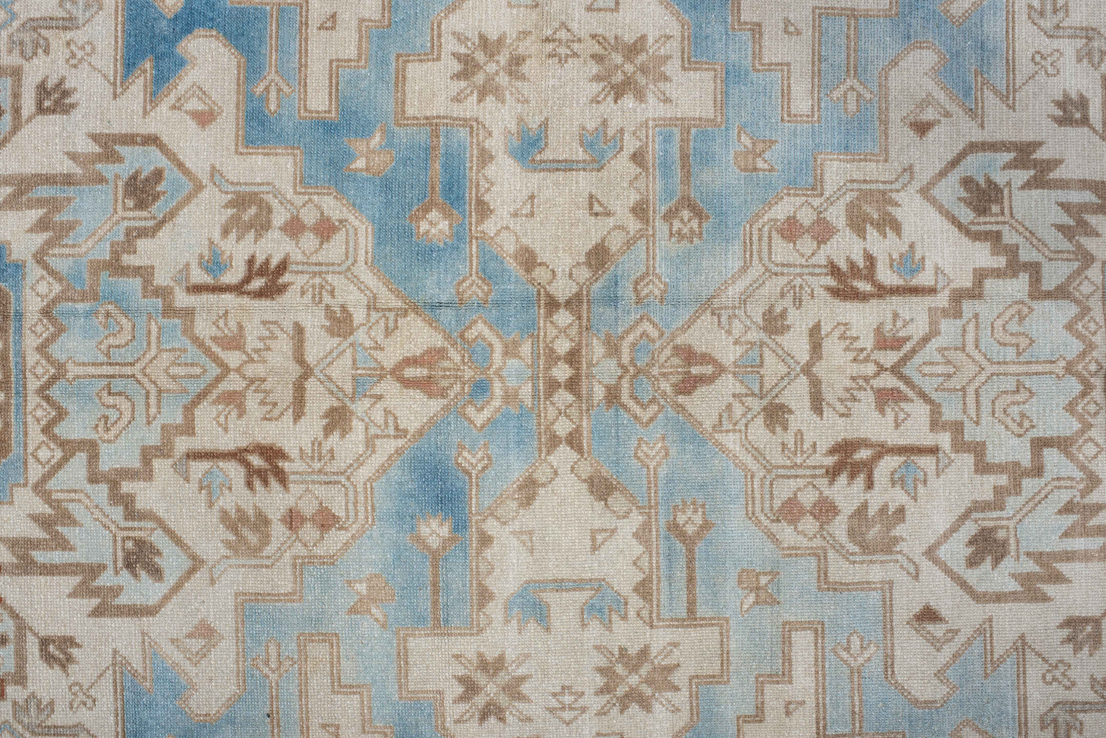 4' x 8' one-of-a-kind handmade vintage Sivas rug. Color palette: gray, light gray, off-white, blue, brown, pink, silver