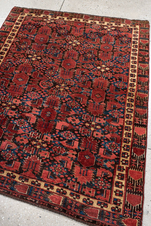 Antique Beshir Area Rug (4' x 5')