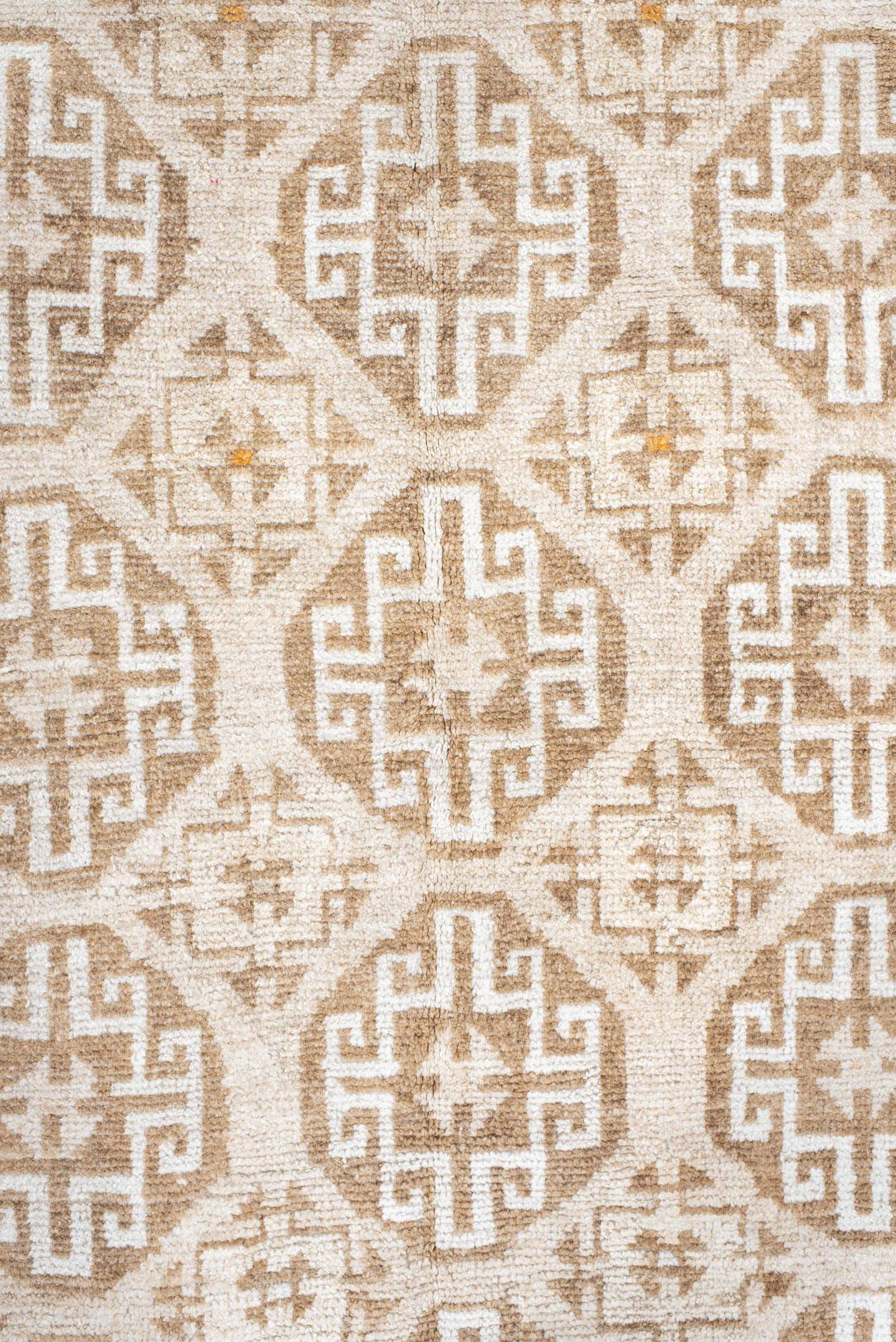 4' x 6' one-of-a-kind handmade antique Gabbe small size rug. Color palette: ivory, camel, tan, taupe, beige, soft orange