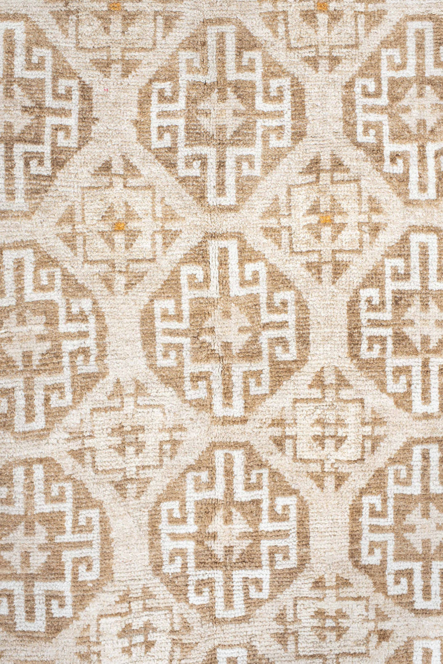 4' x 6' one-of-a-kind handmade antique Gabbe small size rug. Color palette: ivory, camel, tan, taupe, beige, soft orange