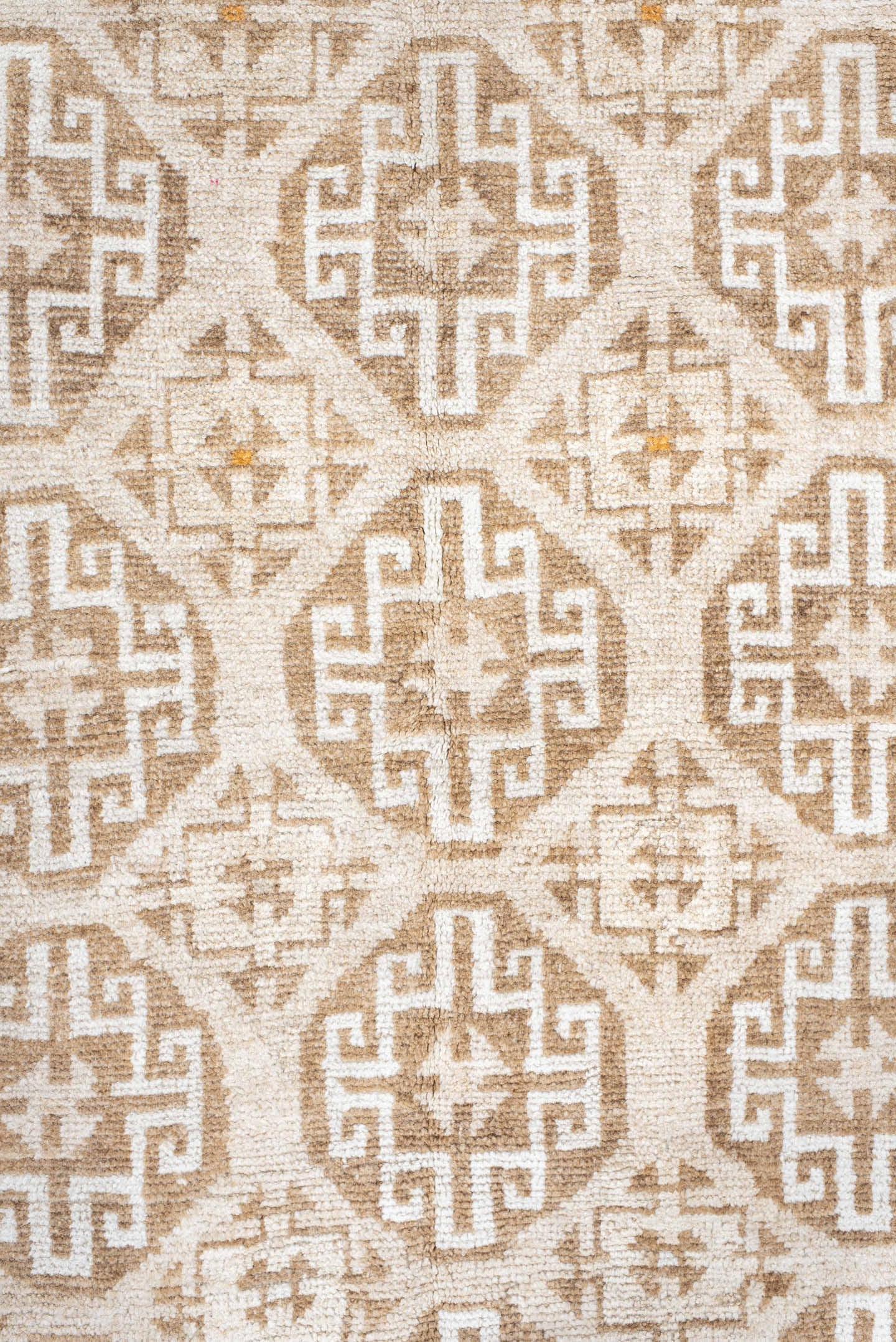 4' x 6' one-of-a-kind handmade antique Gabbe small size rug. Color palette: ivory, camel, tan, taupe, beige, soft orange