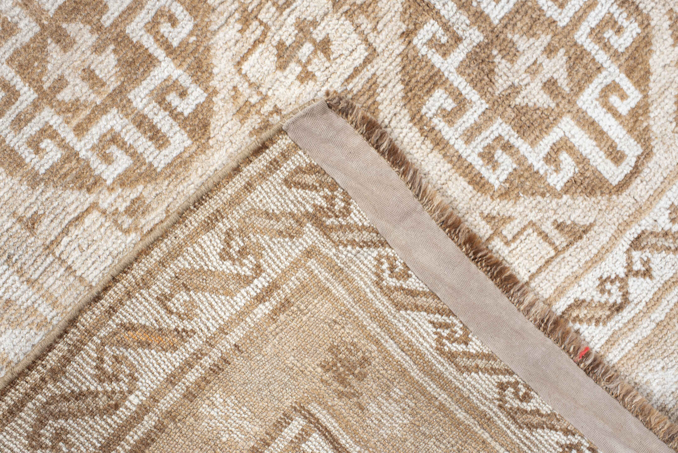 4' x 6' one-of-a-kind handmade antique Gabbe small size rug. Color palette: ivory, camel, tan, taupe, beige, soft orange