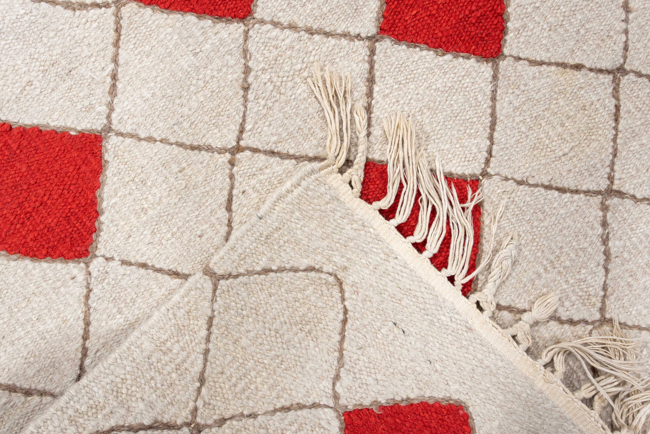 3' x 5' one-of-a-kind handmade vintage Kilim small size rug. Color palette: ivory, rust, taupe, terracotta, brown, beige