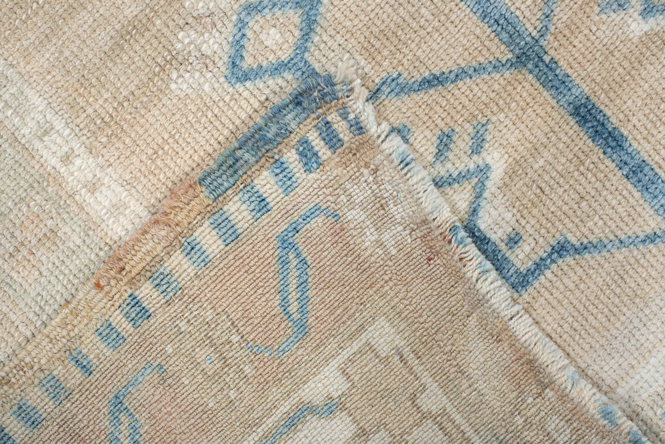 4' x 5' one-of-a-kind handmade vintage Anatolian small size rug. Color palette: ivory, sky_blue, beige, blush, taupe