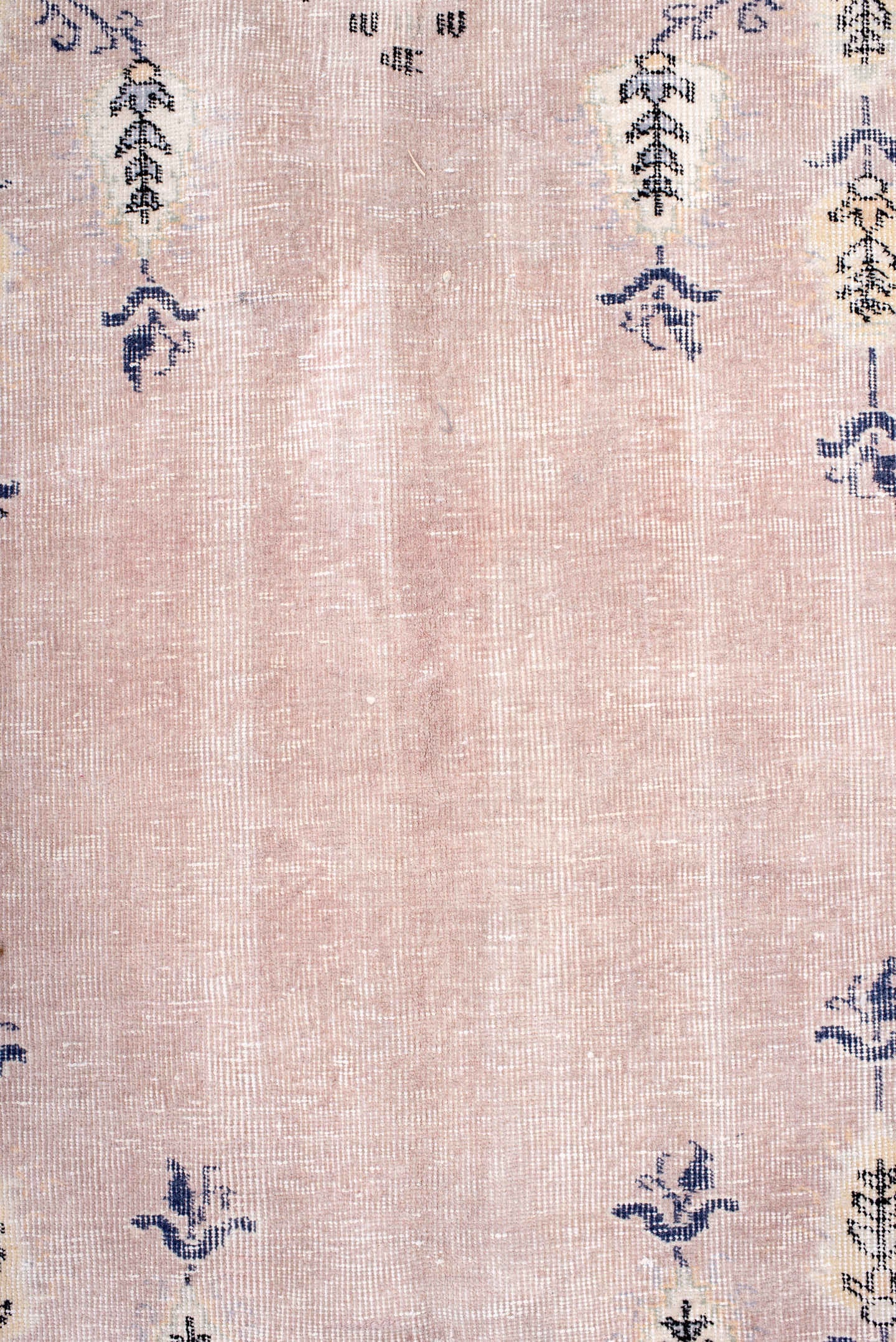 8' x 10' one-of-a-kind handmade vintage Sparta large size rug. Color palette: blush, ivory, charcoal, taupe, cream, slate